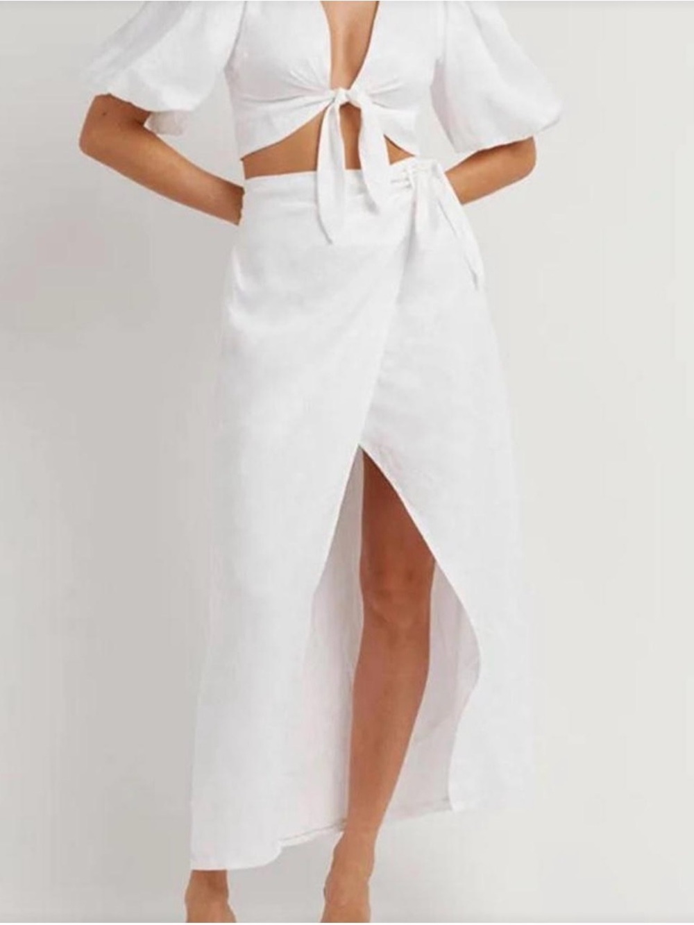 Dissh Hallie White Wrap Maxi Skirt 100% linen